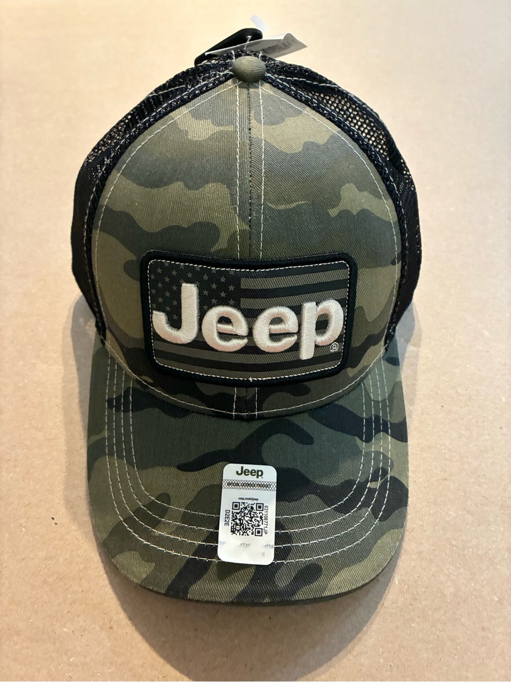 Jeep Men's Camo Trucker Hat - Olive Green & Black